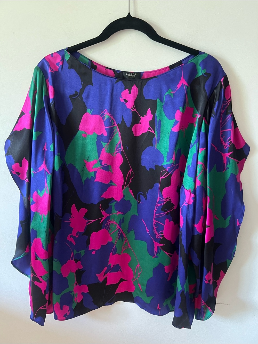 Talbots Woman Petites 100% Silk Abstract Floral Blouse Top 22WP Plus Petite